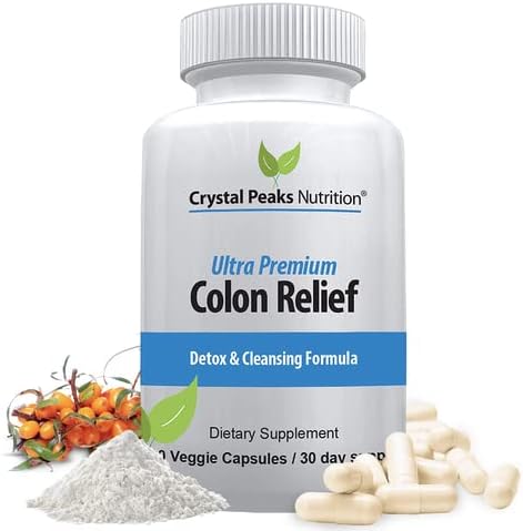 Natural Colon Cleanser – Constipation Relief & Gut Detox – Cascara Sagrada, Psyllium Husk & Bentonite – 60 Capsules