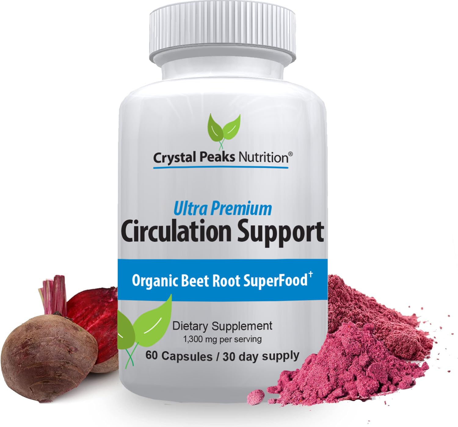 Pure Organic Beet Root – Supports Circulation & Nitric Oxide Production – 1300mg, 60 Veggie Capsules